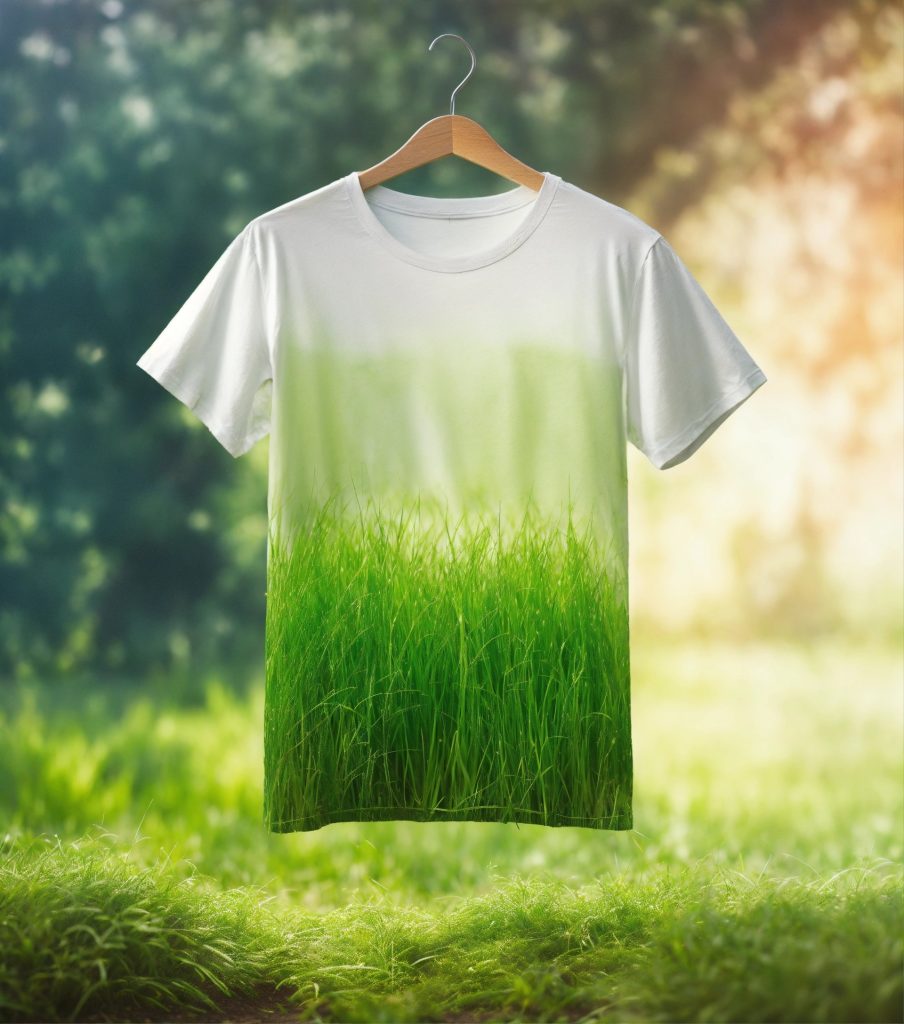 Create an image of a white t-shirt in the foregrou